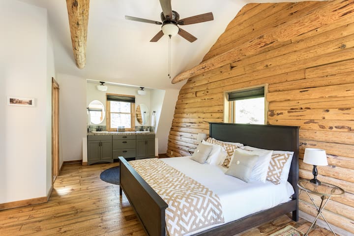 Master bedroom with double sinks in-room next to ensuite