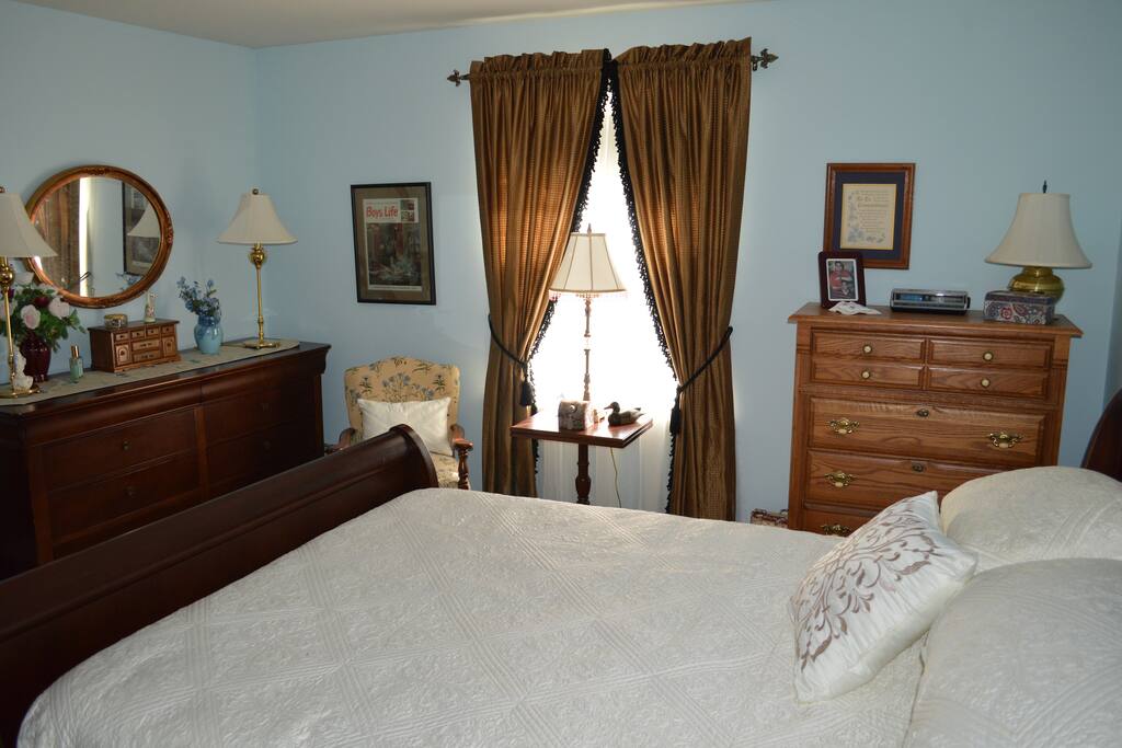Another view of the bedroom. One of the two bureaus is available for guests, plus a closet ( not shown)