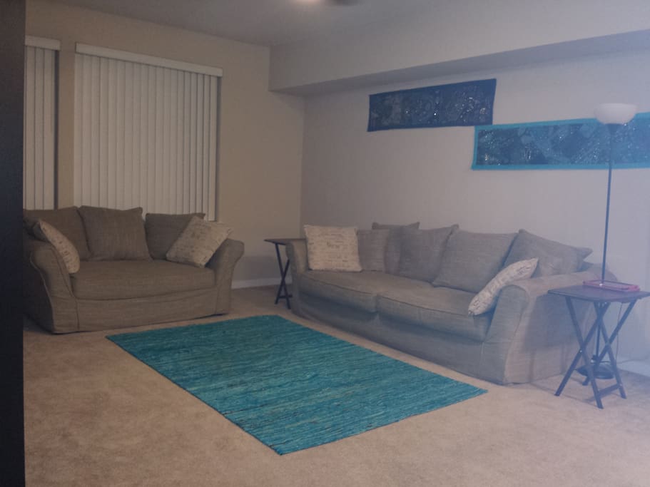Spacious living room and oversized couch