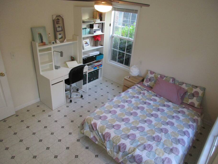 The guest bedroom with foam queen bed