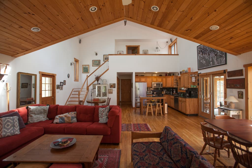 Living area with view of kitchen