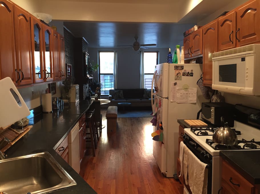 Full kitchen and lots of space. A great set up for cooking/eating/talking