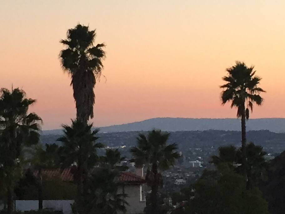The home faces southwest with city and canyon views