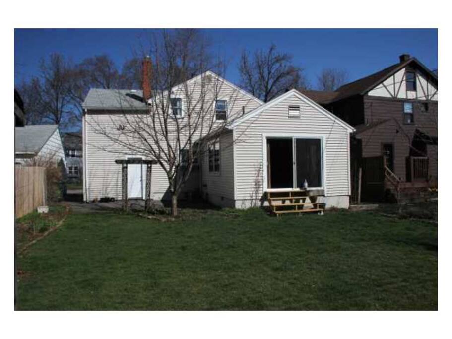 Backyard, patio on the left