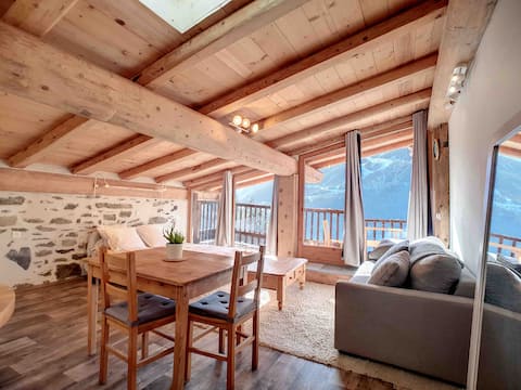 Top performing Airbnb: Large 36 m² studio, top floor, mountain hamlets in Montvalezan