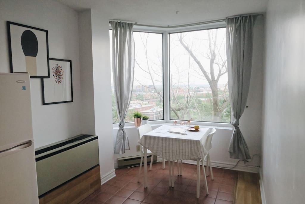 Big windows and a bright space.