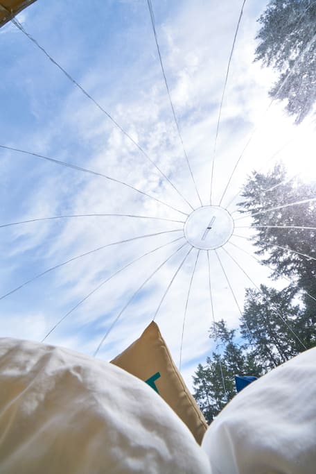 Looking up through top of Tent