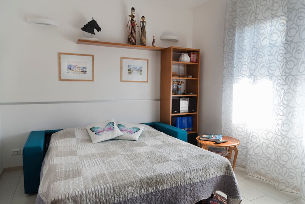 Living room with sofa bed open