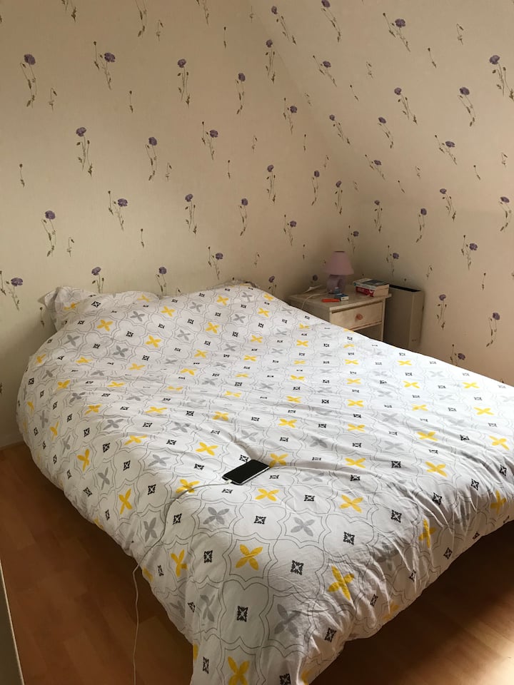 chumba cha kulala cha 2 - kitanda cha sentimita 140x190 kilicho na meza kando ya kitanda na kabati la kujipa
duvet na mito miwili sentimita 63x63