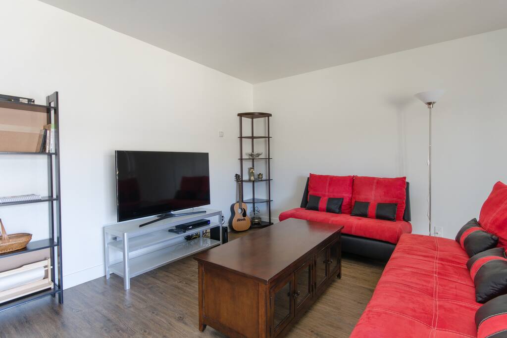 Living room with 48" TV
