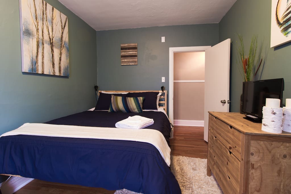 The Blue Suite with Queen sized bed and lovingly selected design elements