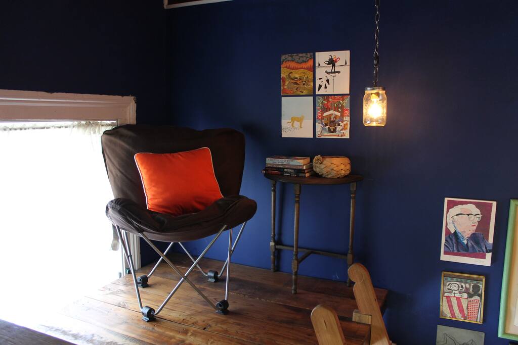 View of reading nook, from bed.