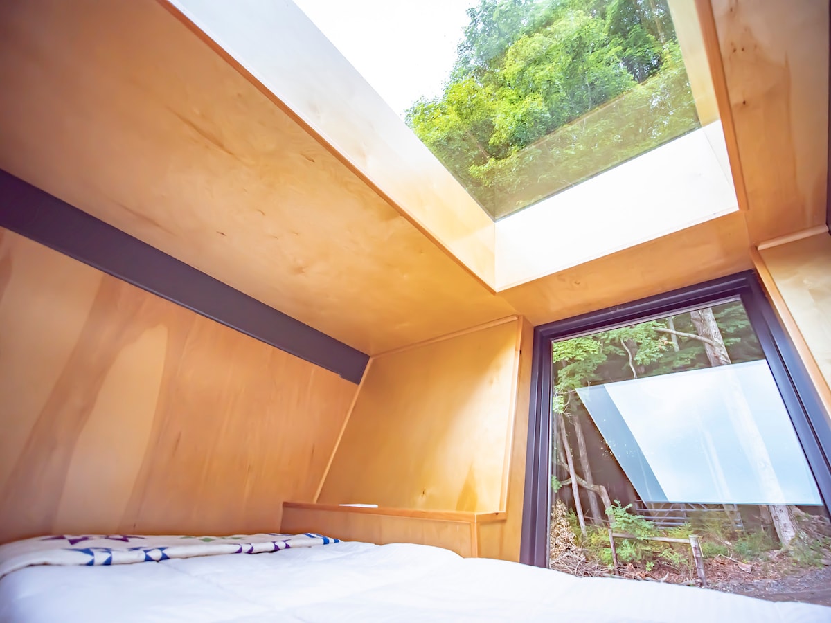 وفرة الضوء الطبيعي واللمسات الصغيرة داخل كل كبسولة تُحدث فرقًا - رفوف مخصصة ومنافذ كهربائية في وضع جيد.