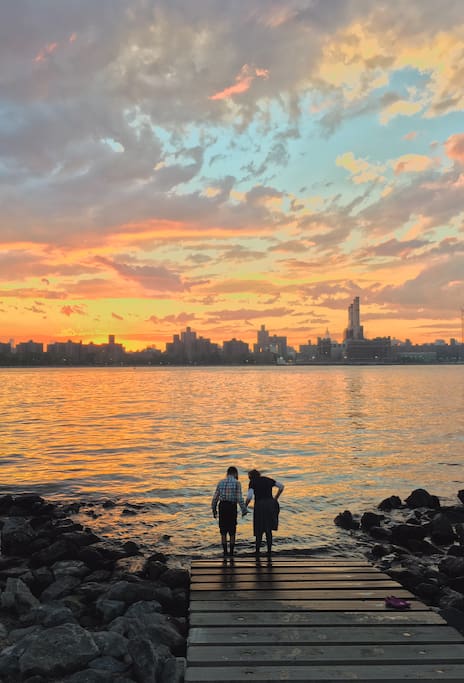 Sunset scenery in the park near by