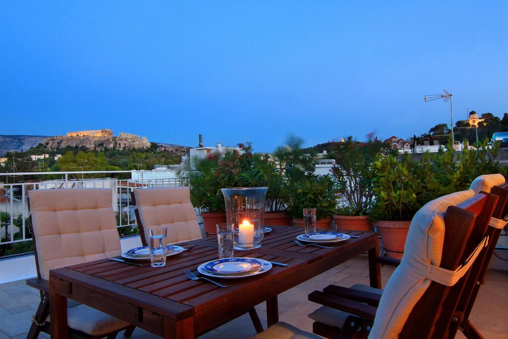 Balcony Exterior Dininig And Acropolis View