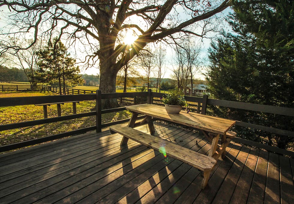 Enjoy a cup of coffee or dine on the back deck and relax with nature