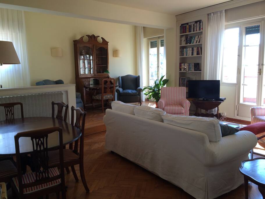 Living room with windows on terrace