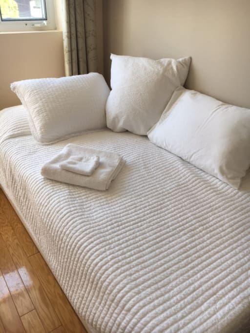Organic bamboo...Bed opens into a large double