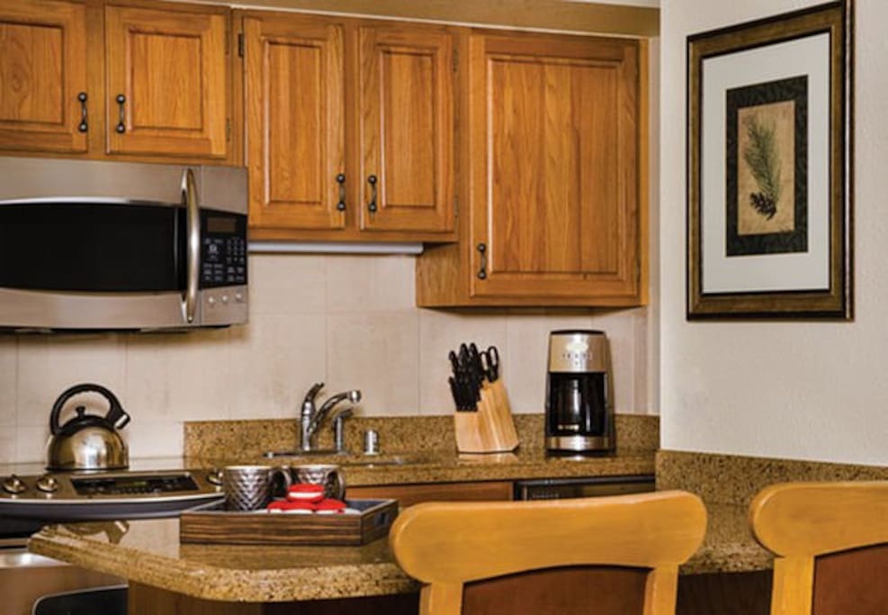 Fully equipped kitchen (Marriott site states room images may not correspond to the actual room received)