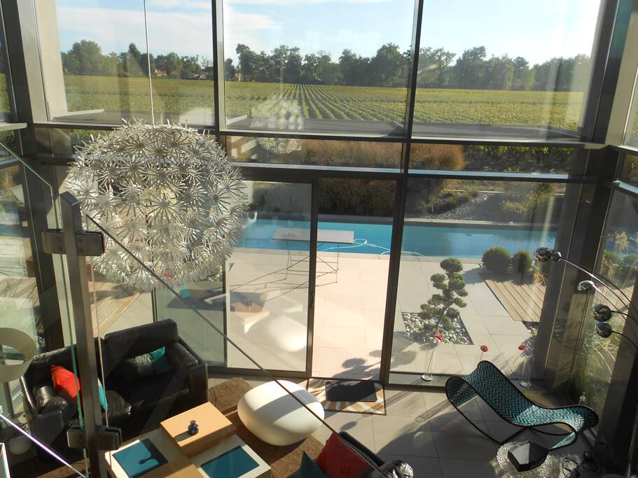 vue sur les vignes depuis la mezzanine