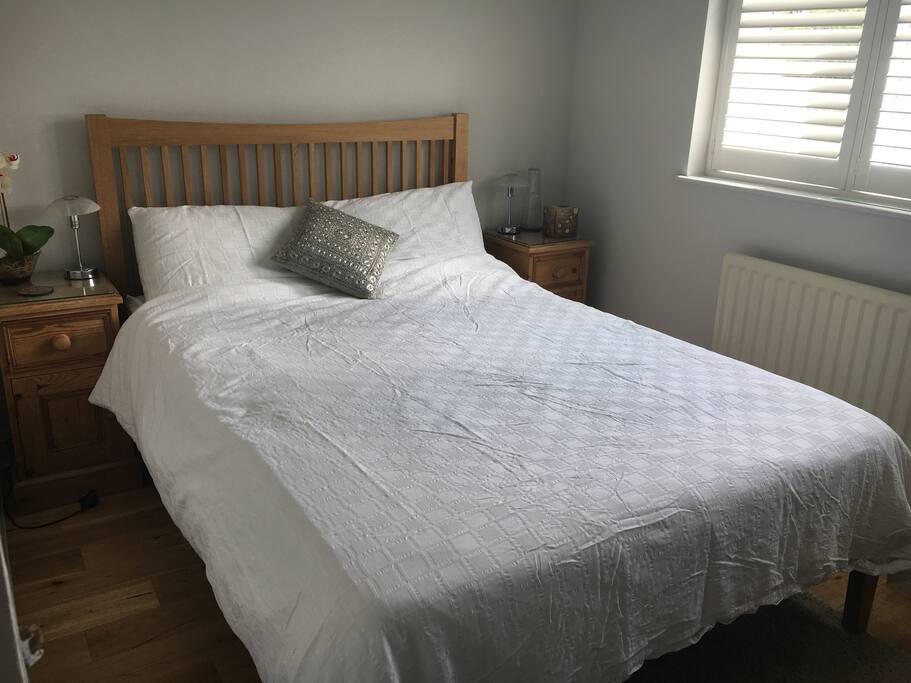 Comfortable double bed with 100% cotton bedlinen.