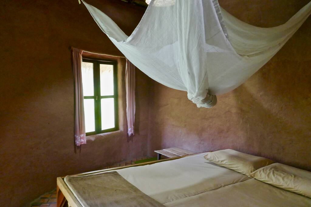 Simpel but handmade with love, from the walls, to the bed and even the curtains.