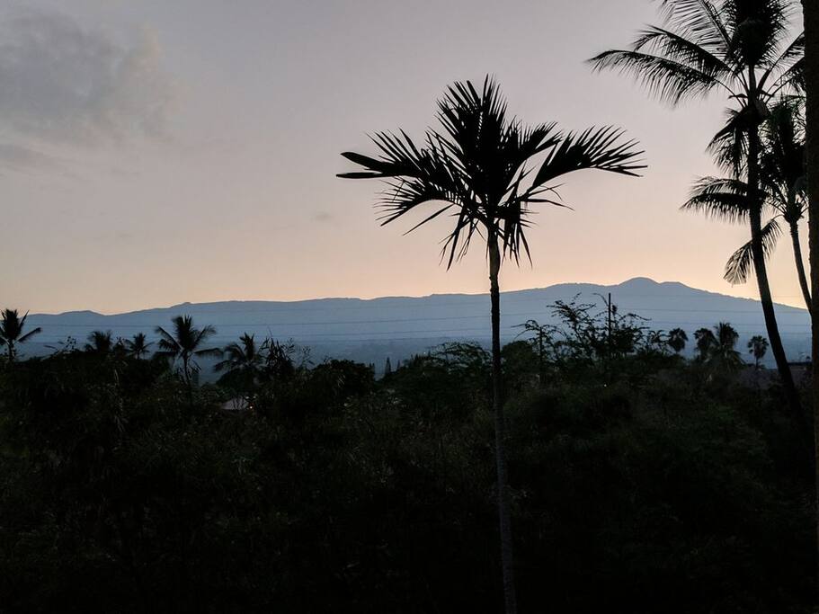 View of volcano from lanai in the morning