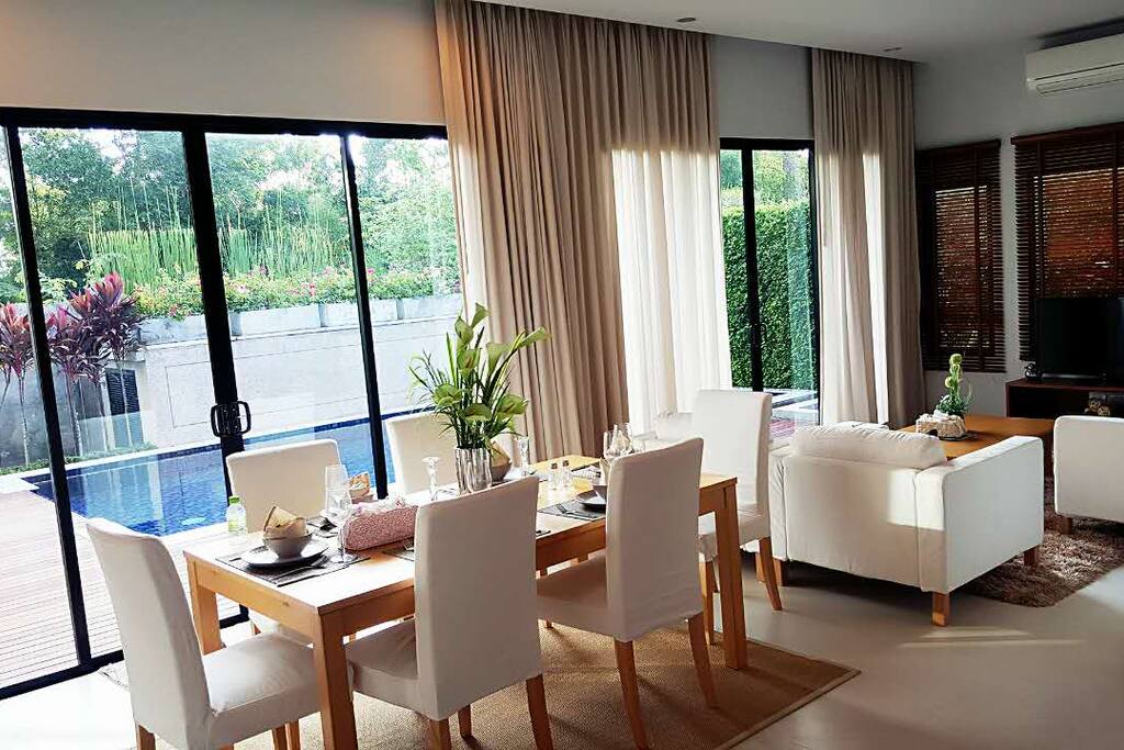 living room and dining room