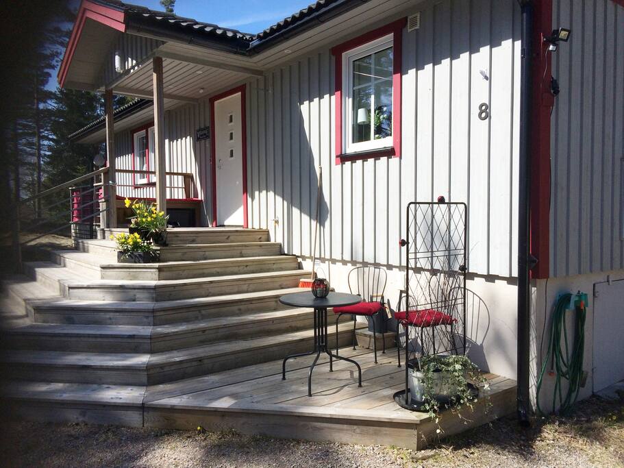Entrance and little space for morning coffee