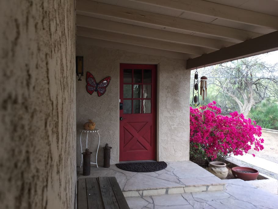 "Red door" front entrance with keypad.