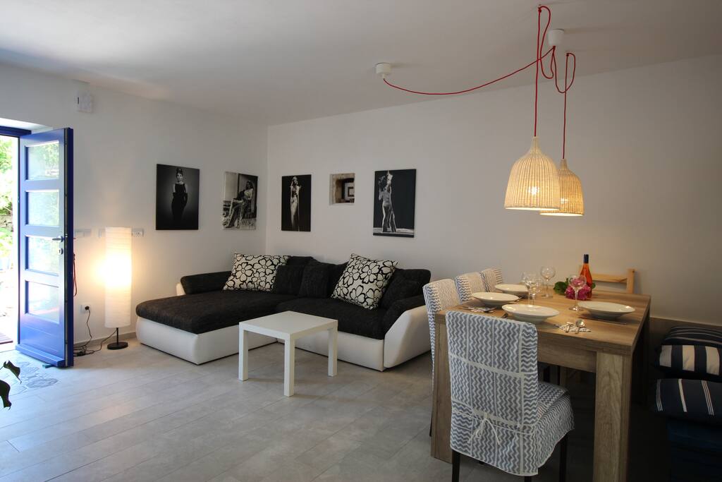 living room and dining area