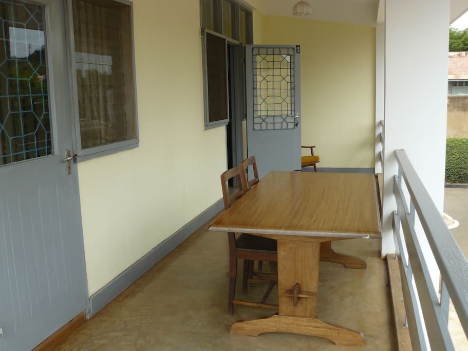 Balcony with dining room table