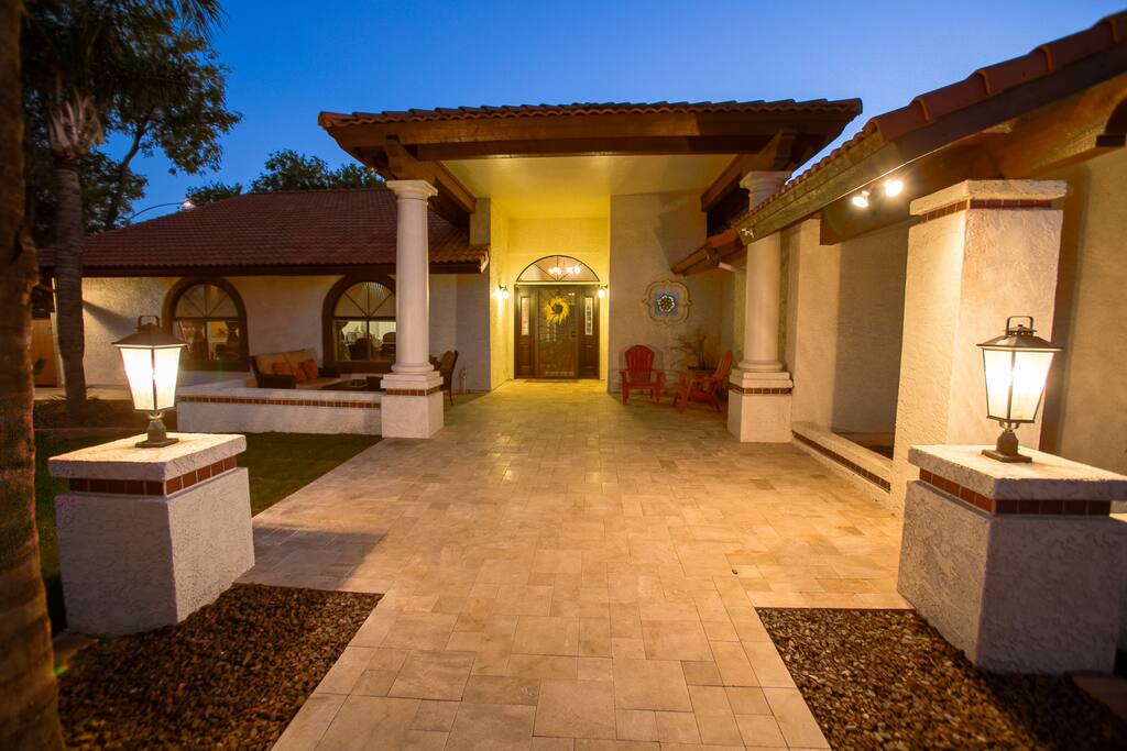 front travertine walkway