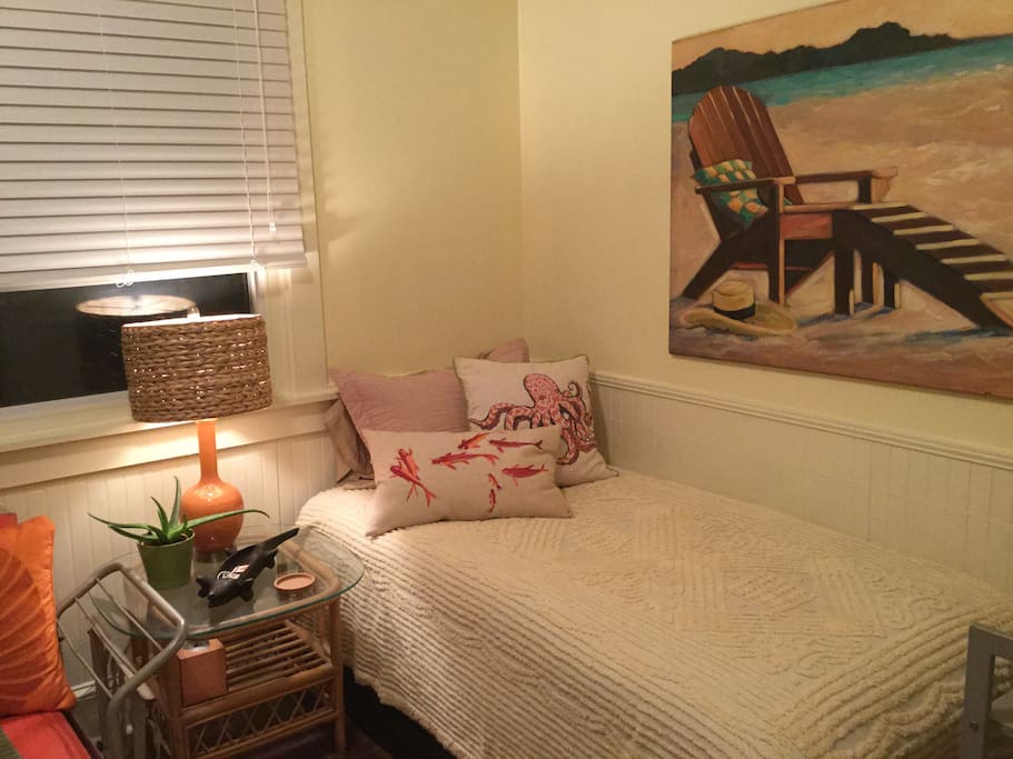 Comfy new twin bed with down alternative topper.