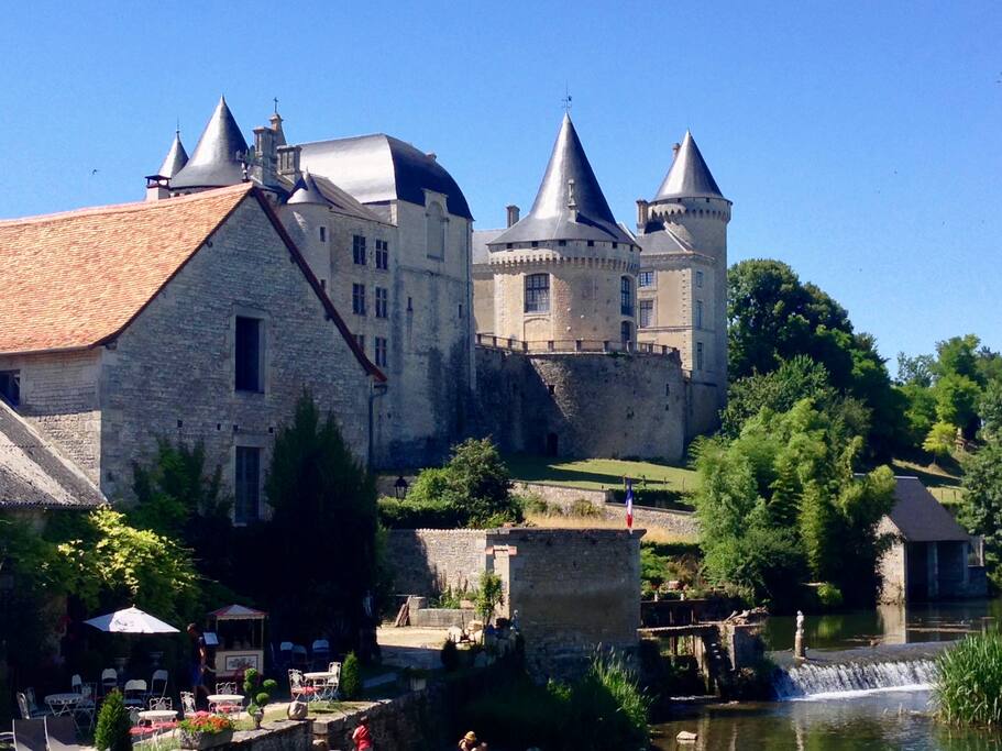 Verteuil mill and château at the end of the street.