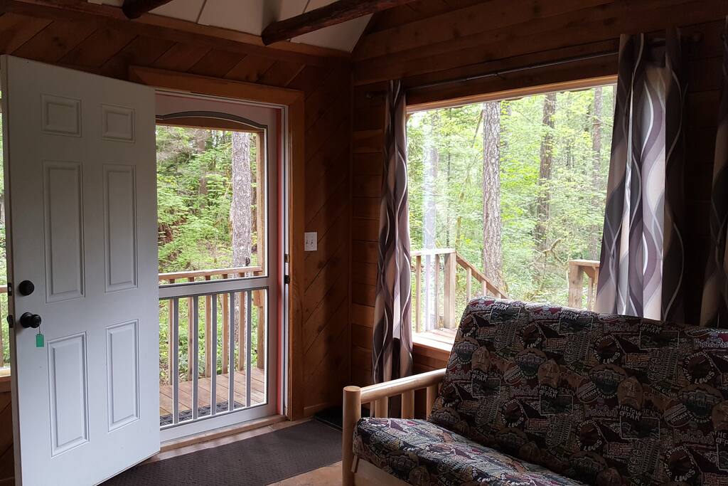New curtains and inside view of the screen door. 6-8-17