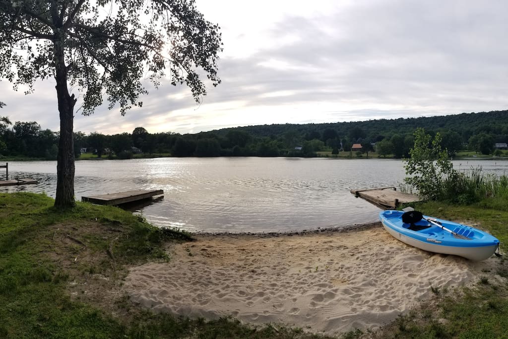 Shove off from our stunning private beach in one of our two brand new kayaks to explore the lake