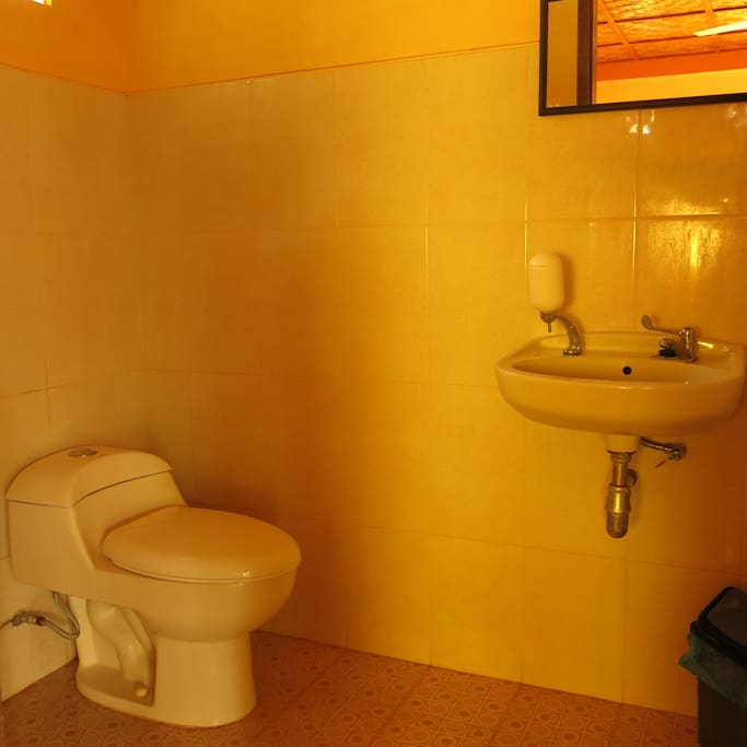private western toilet with hot shower