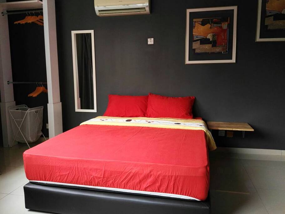 Ensuite Master Bedroom with open wardrobe and full body mirror