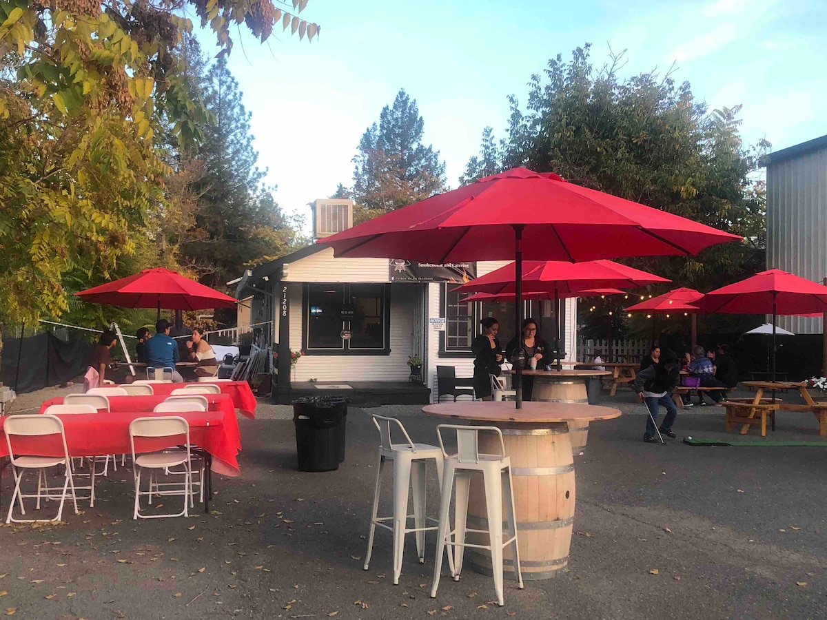 New restaurant in Middletown, Barbecue by Biasotti has an innovative menu. at Bohemian Belle Yurt in Hidden Valley Lake