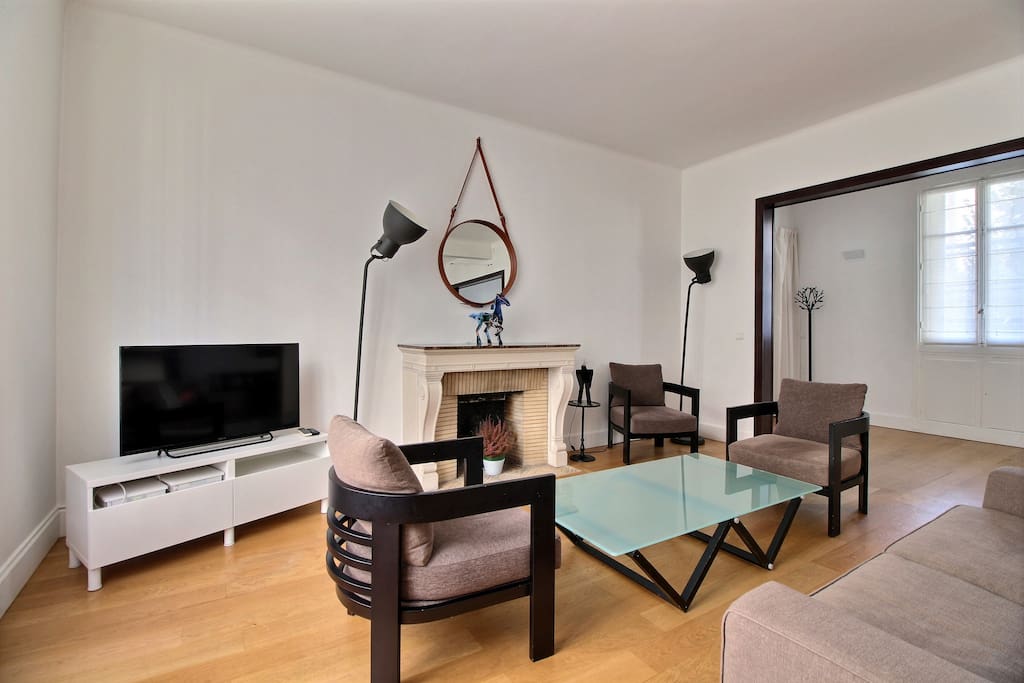 Living room with sofabed and TV
