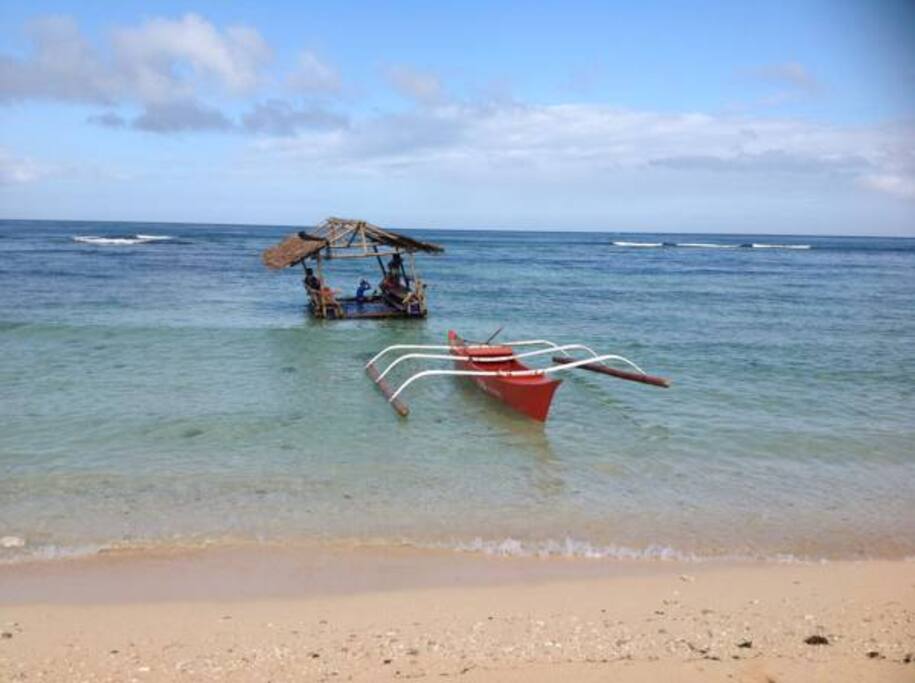 Private Beachfront and floating chalet.