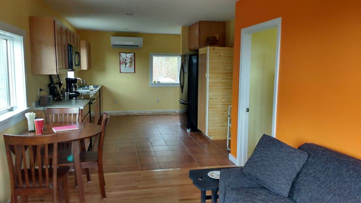 From living room into kitchen.