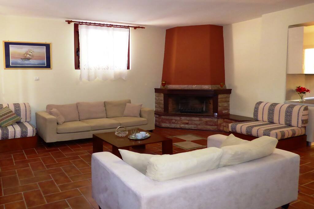 Living room and fireplace