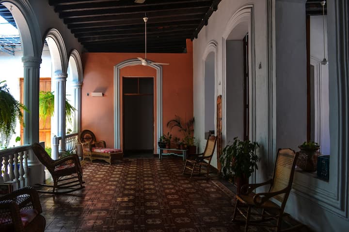 This is the first thing you'll see as you enter Casa Níspero. There's a comunal bathroom at the back. 