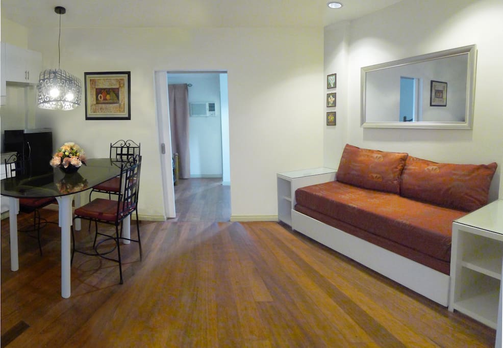 Kitchen and Living Room with SofaBed