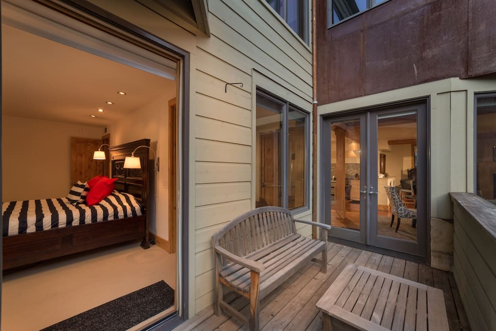 Large deck accessed through living area or master bedroom