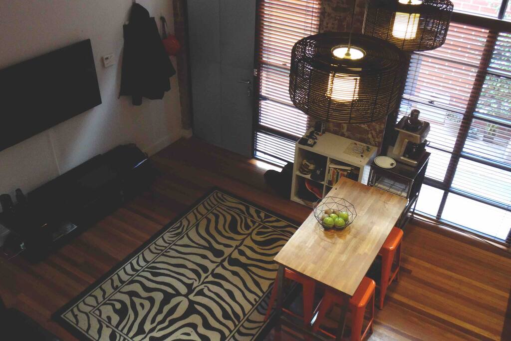 Main living area from top of stairs