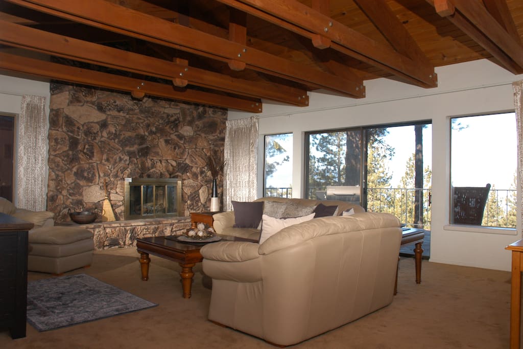 Top floor living room with a lake view
