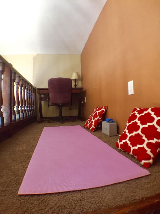For extra guests the loft space can easily fit a blow up mattress on the floor.